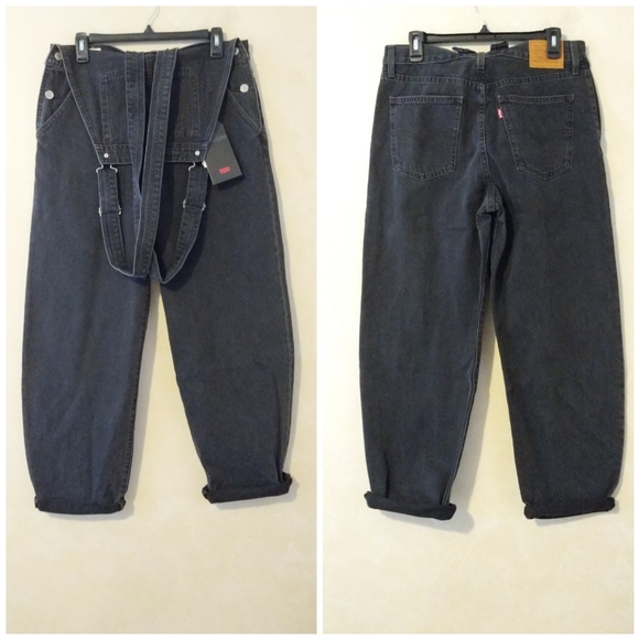 Levi's Slouch Overalls in Loose Cannon Black Grey - Picture 3 of 4